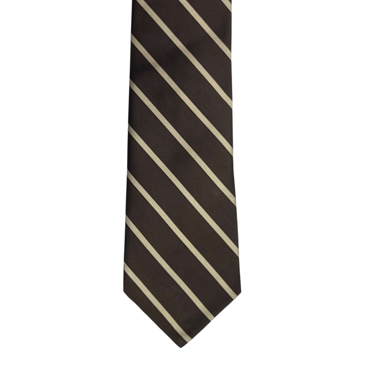 Tie - Brown w/ Bone Single Stripe