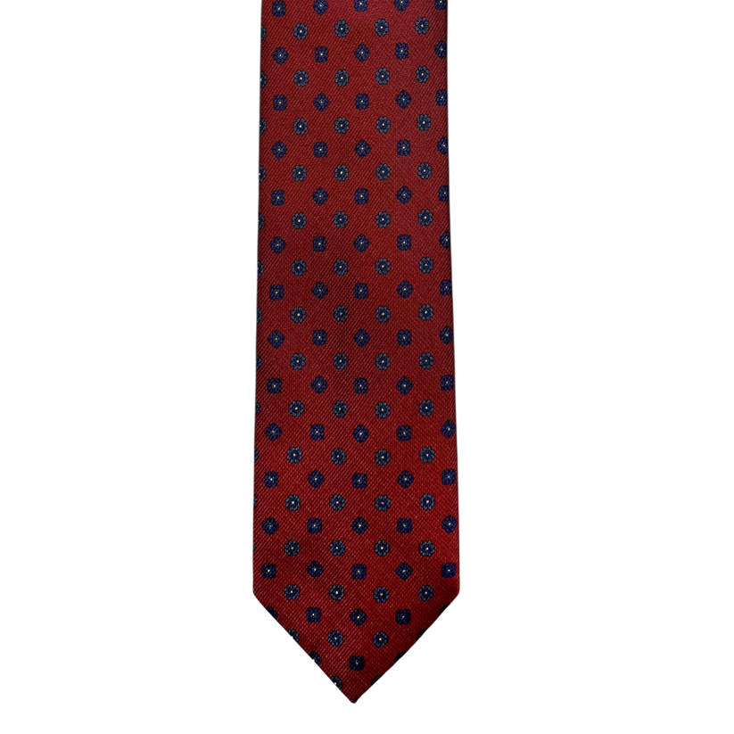 Tie - Chili Red w/ Blue Foulard