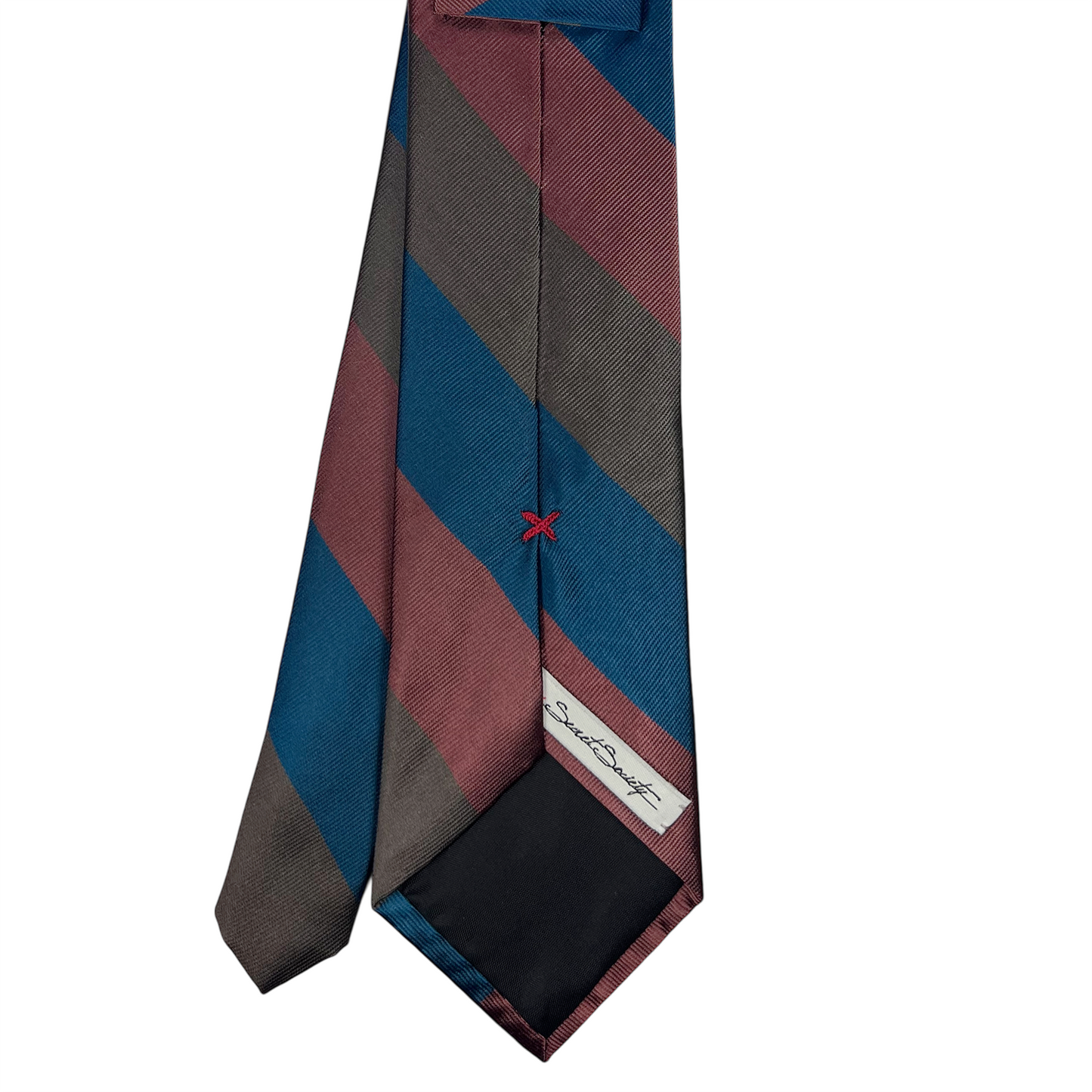 Tie - Dusty Blue, Rose and Brown Block Stripe