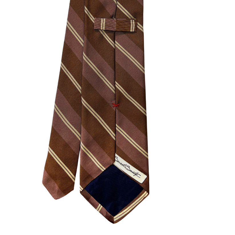 Tie -Caramel w/ Dusty Rose and Bone Stripe