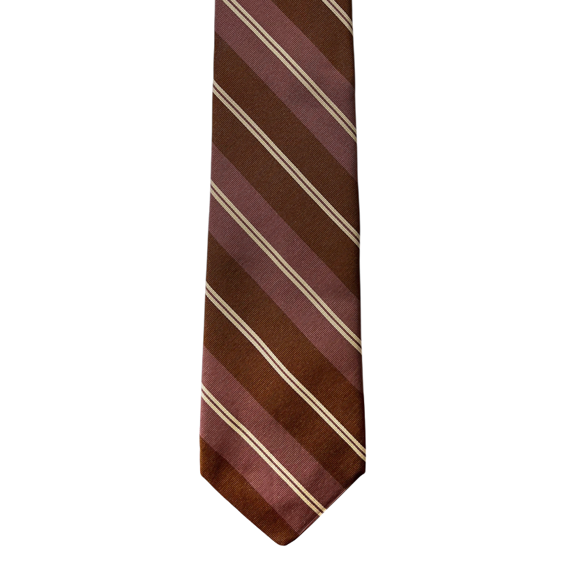Tie -Caramel w/ Dusty Rose and Bone Stripe