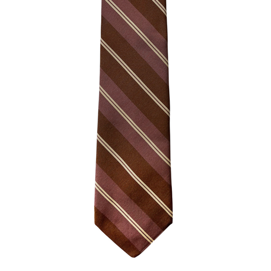 Tie -Caramel w/ Dusty Rose and Bone Stripe