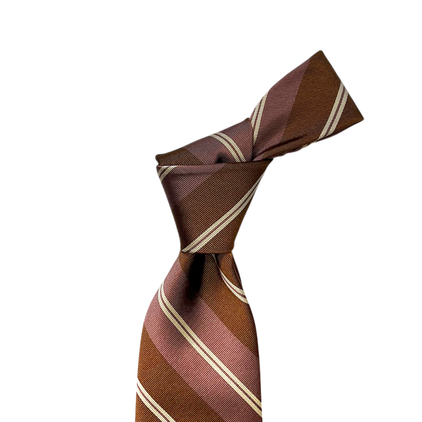 Tie -Caramel w/ Dusty Rose and Bone Stripe