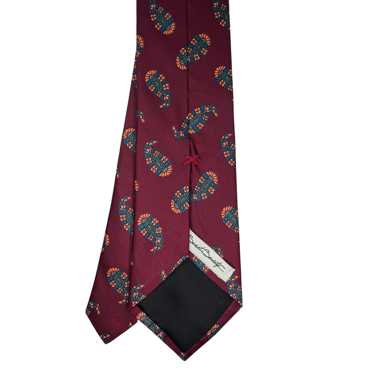 Tie - Cranberry Beaded Large Paisley