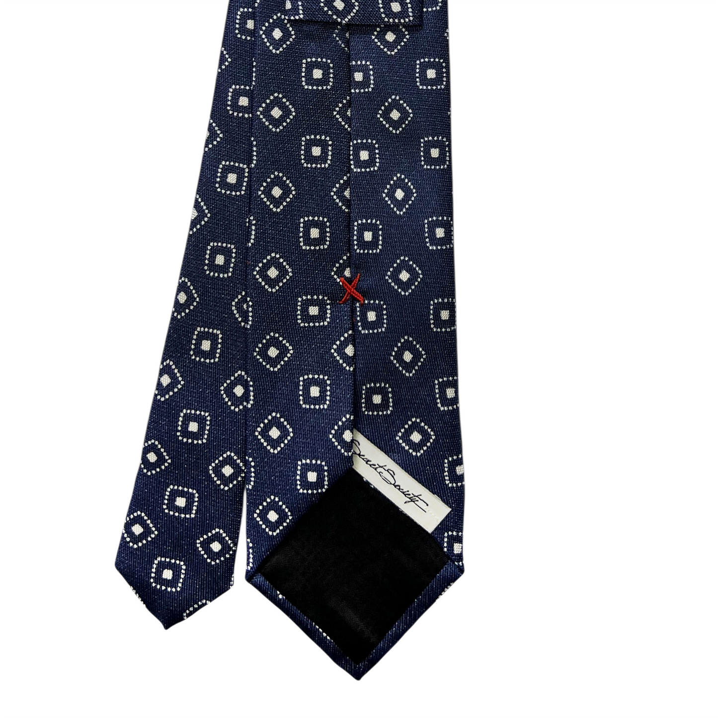 Tie - Denim Blue w/ White Geometric
