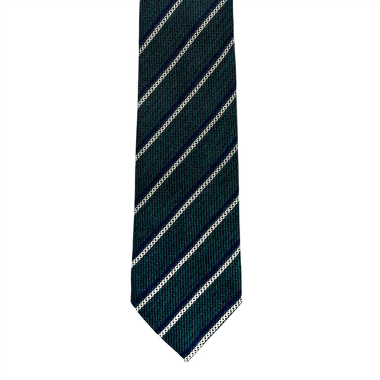 Tie - Spruce w/ Navy and White Stripe