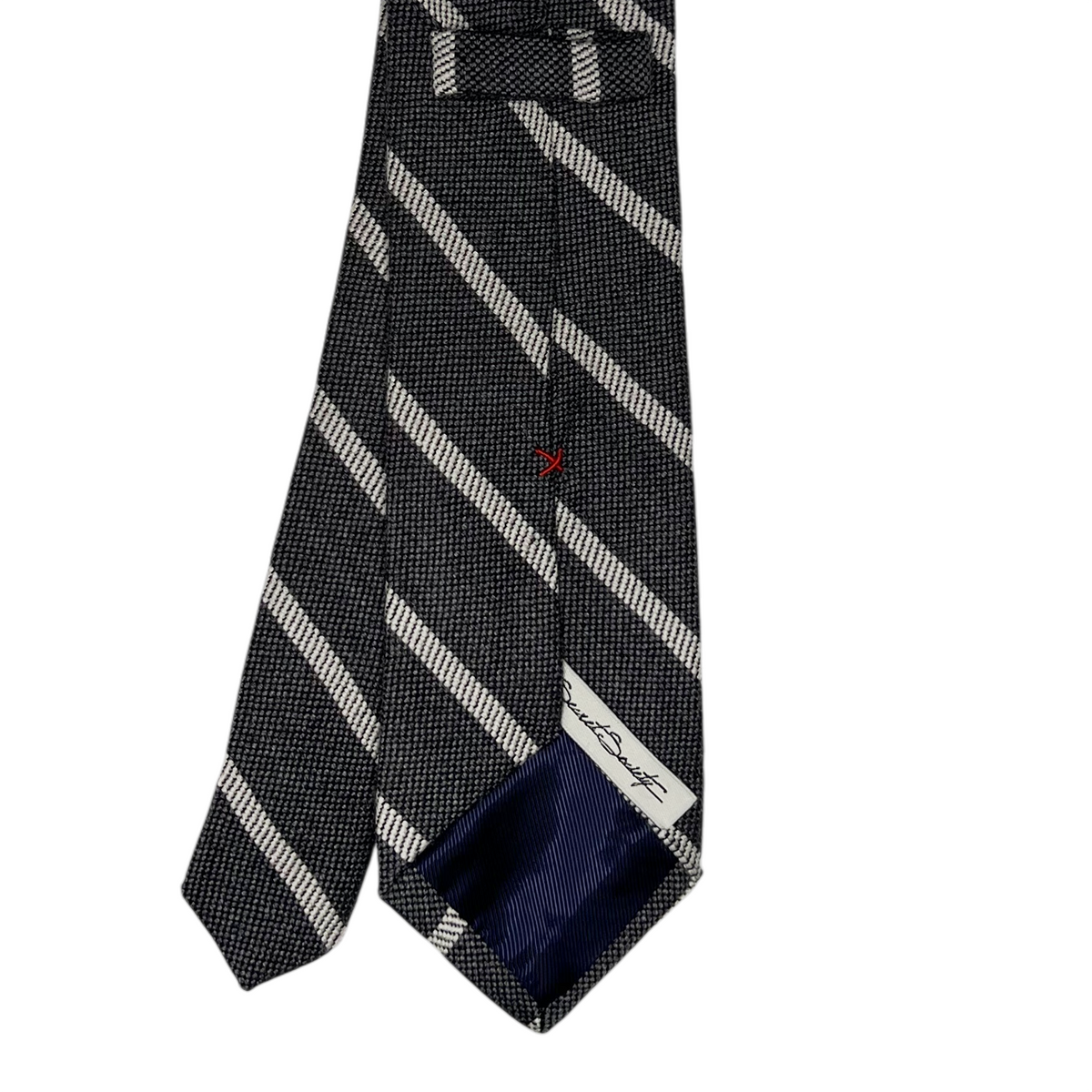 Tie - Gray and Bone Wool Flannel Stripe