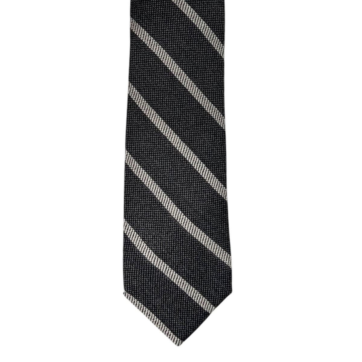 Tie - Gray and Bone Wool Flannel Stripe