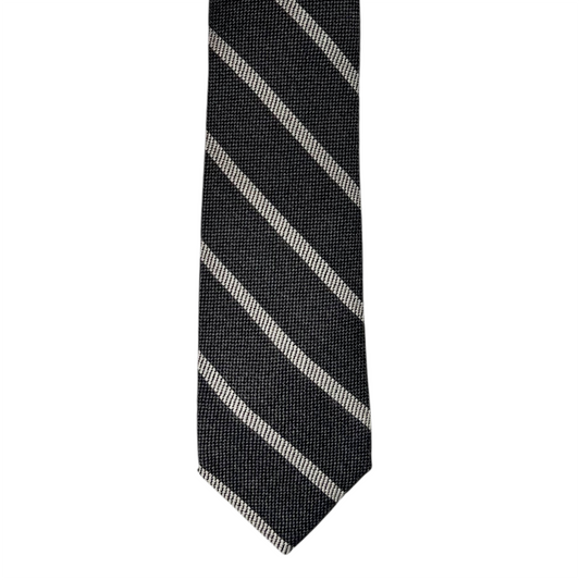Tie - Gray and Bone Wool Flannel Stripe