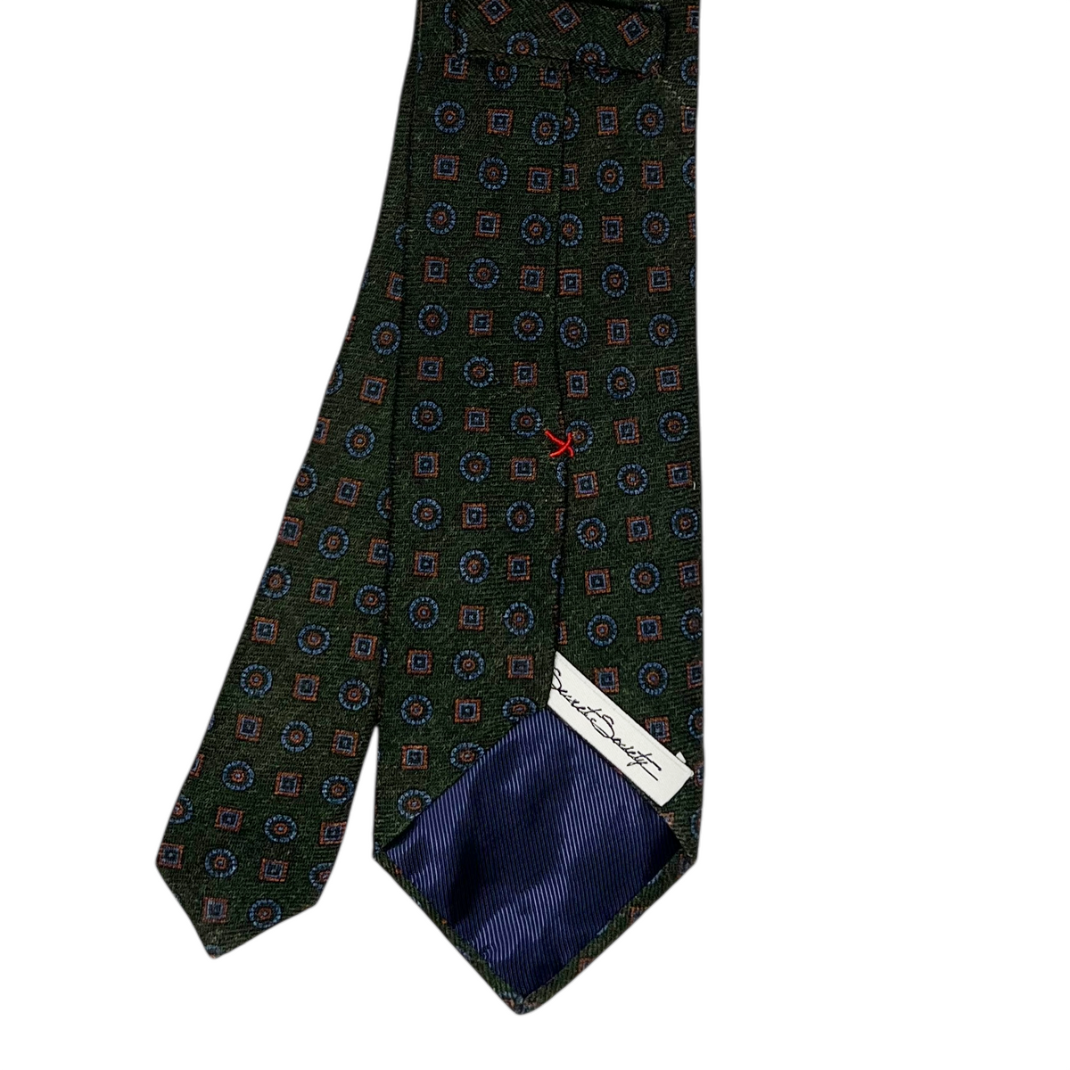 Tie - Green, Orange and Sky Wool Flannel Foulard