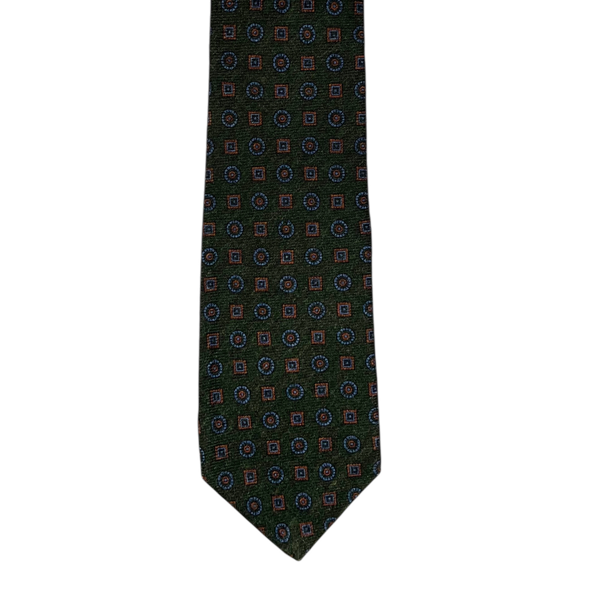 Tie - Green, Orange and Sky Wool Flannel Foulard