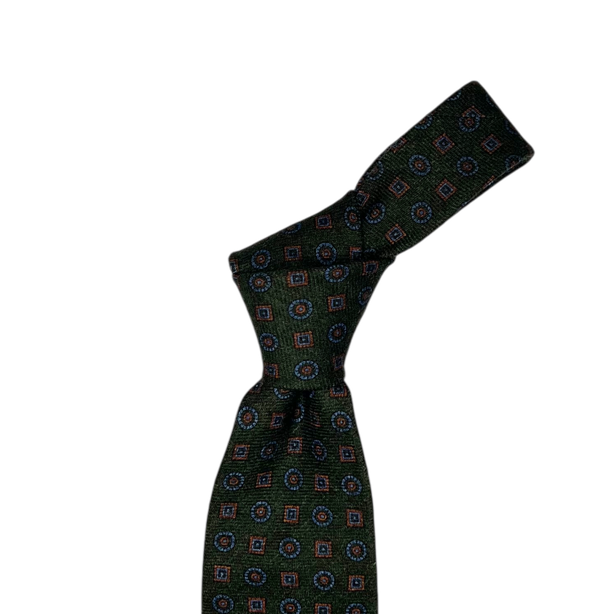 Tie - Green, Orange and Sky Wool Flannel Foulard