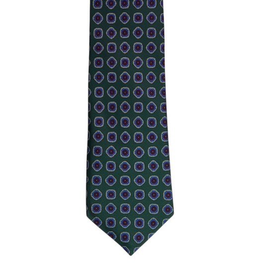 Tie - Green w/ Sky and Purple Foulard