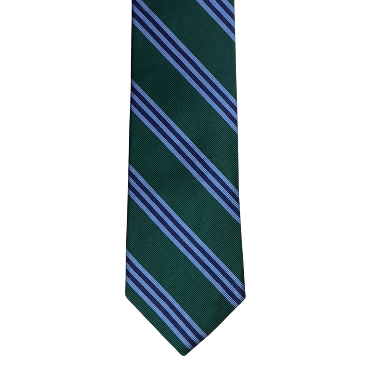 Tie - Green w/ Sky and Navy Multi Stripe