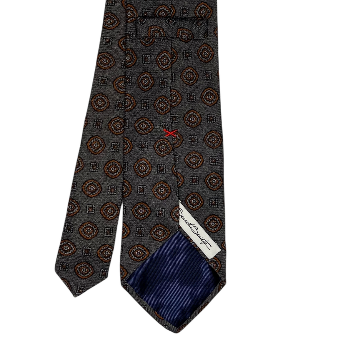 Tie - Gray and Rusty Wool Flannel Foulard
