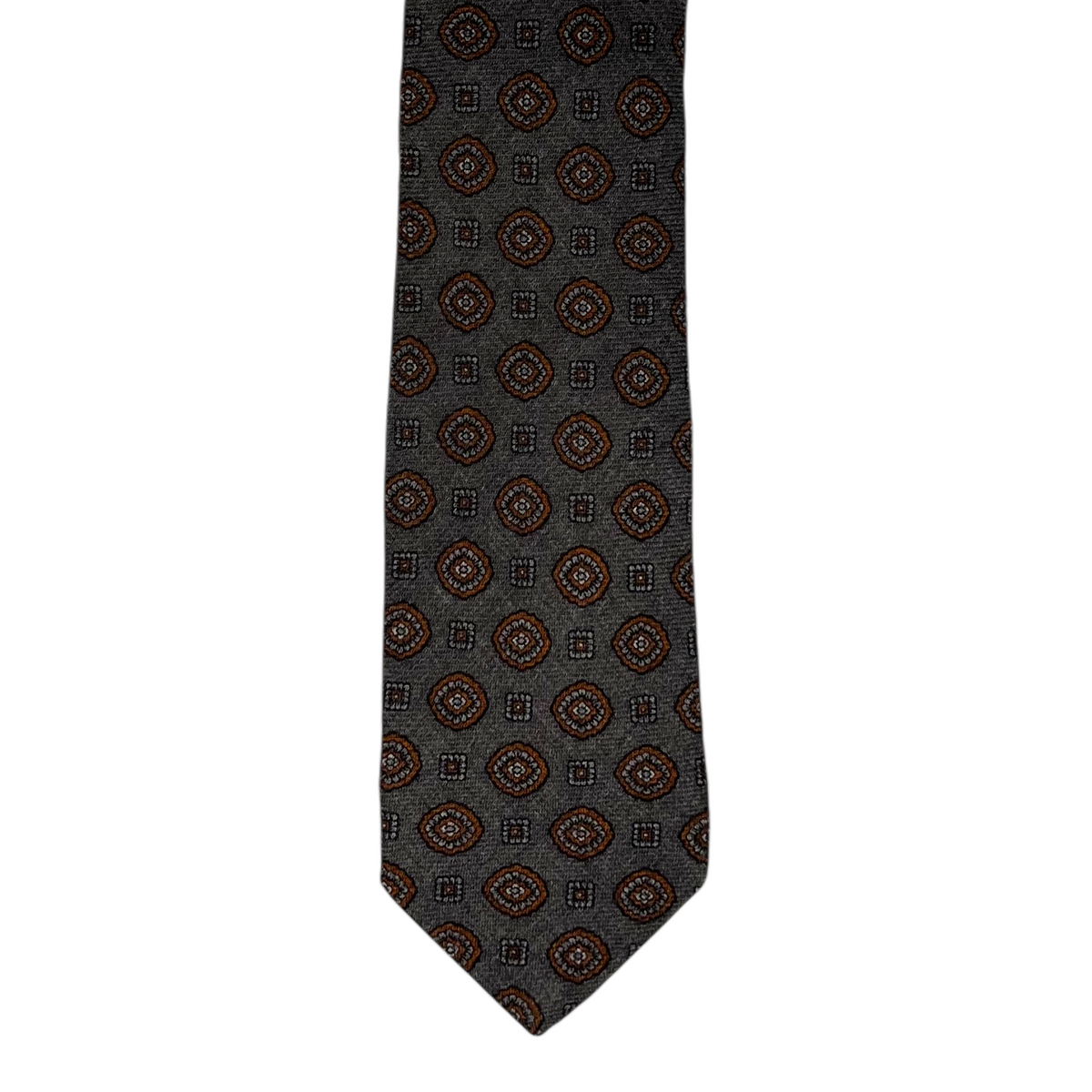 Tie - Gray and Rusty Wool Flannel Foulard