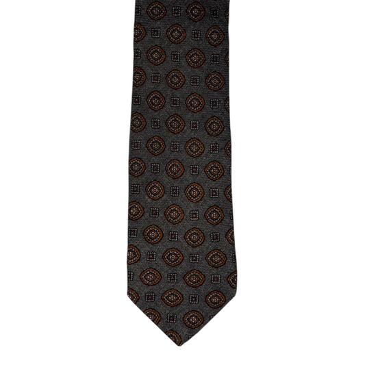 Tie - Gray and Rusty Wool Flannel Foulard