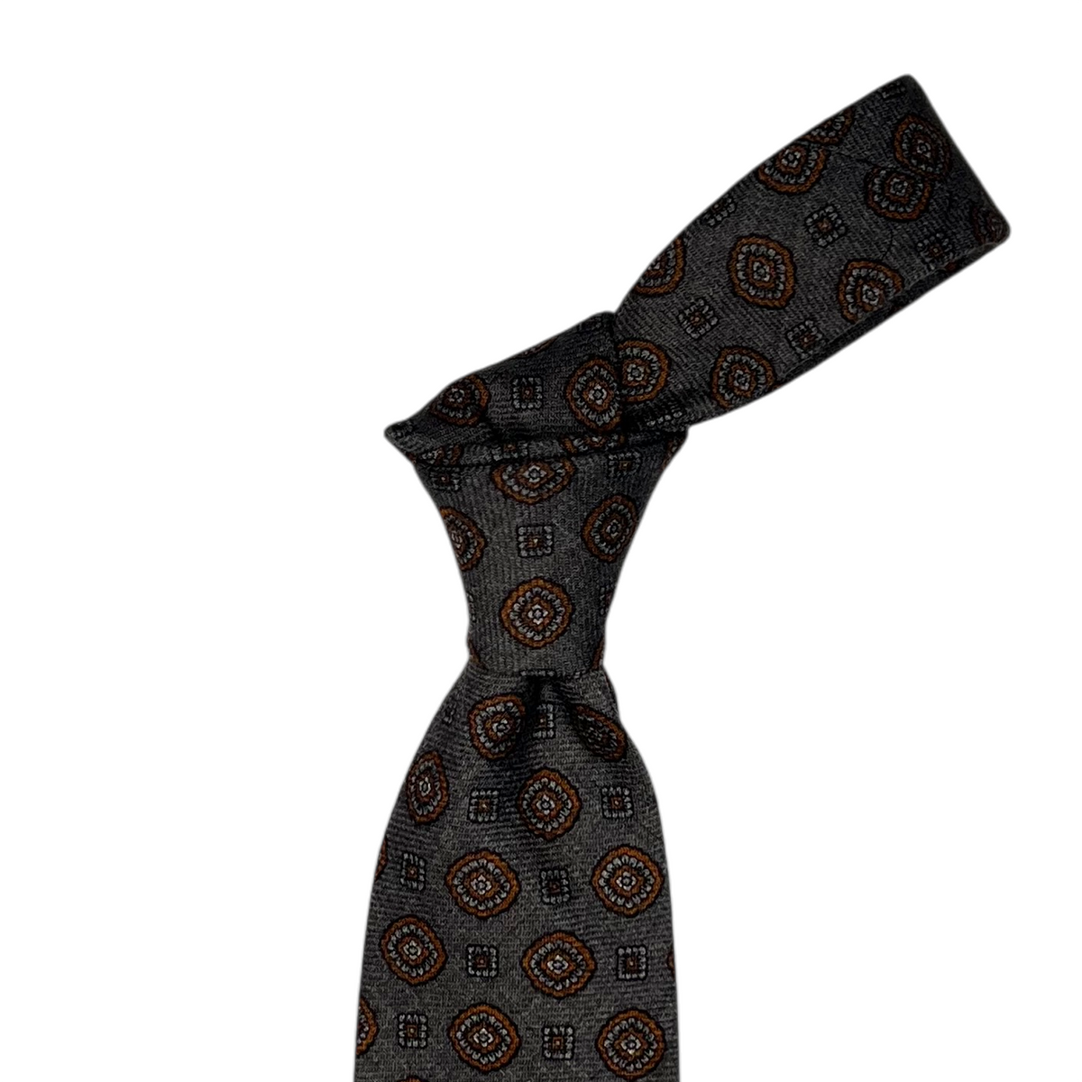 Tie - Gray and Rusty Wool Flannel Foulard