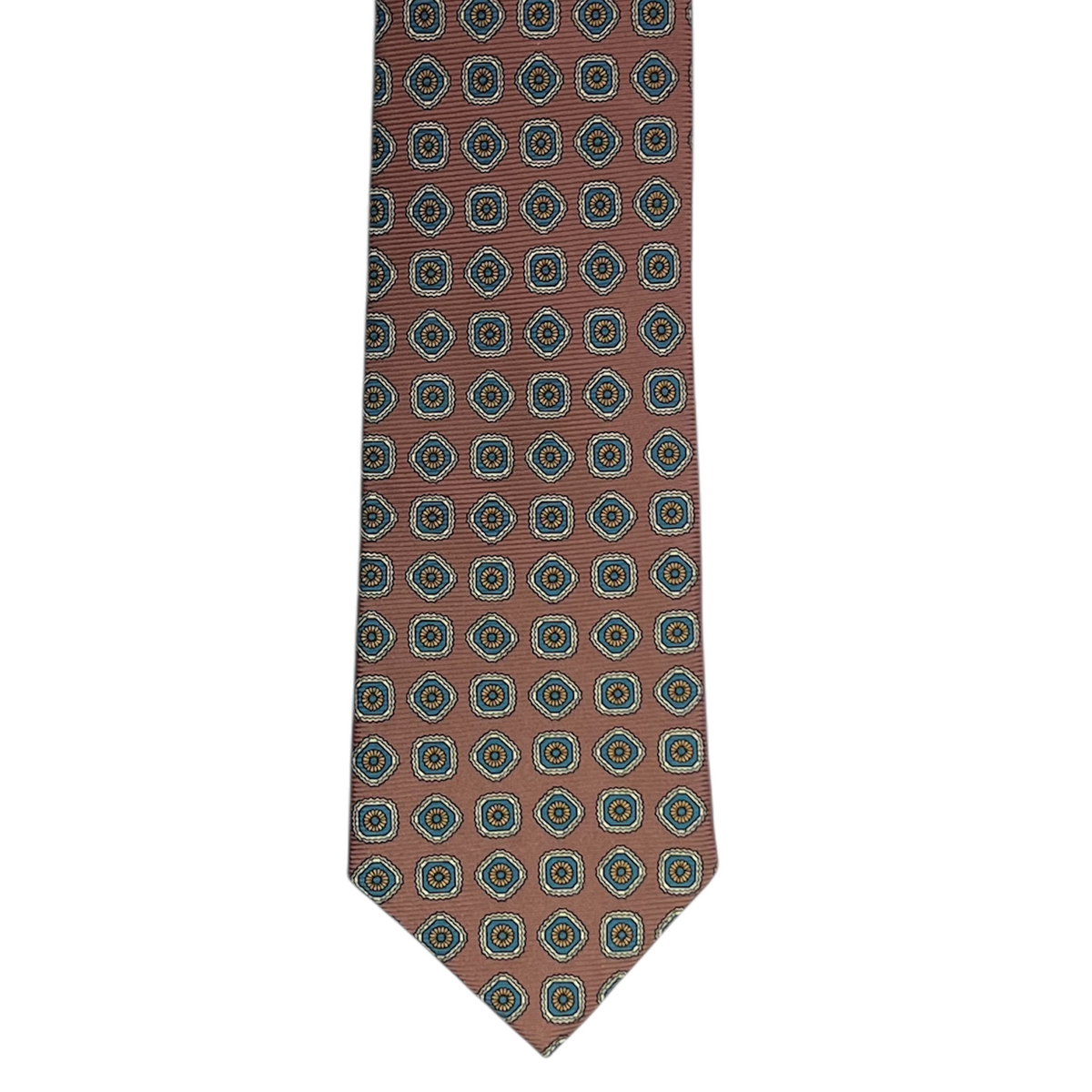 Tie -Cafe Au Lait w/ Teal Foulard