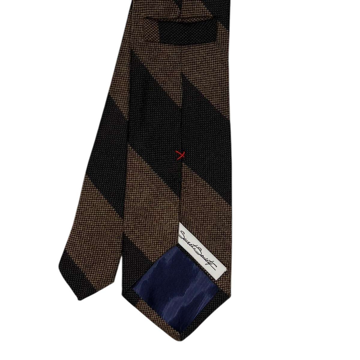 Tie - Light Brown and Chocolate Wool Flannel Block Stripe