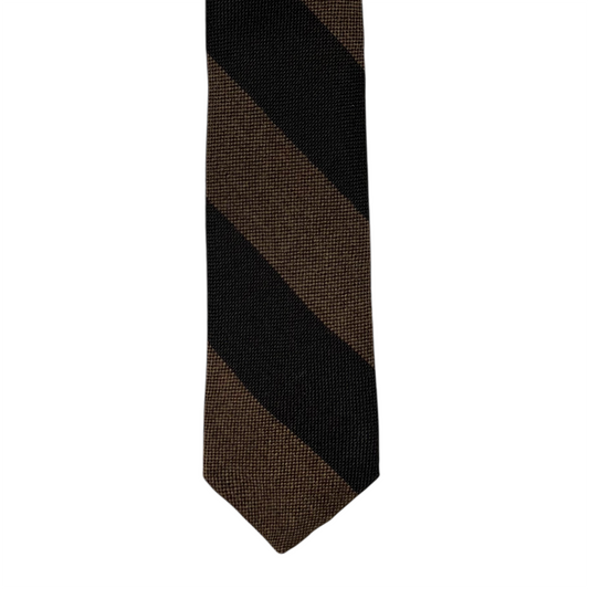 Tie - Light Brown and Chocolate Wool Flannel Block Stripe