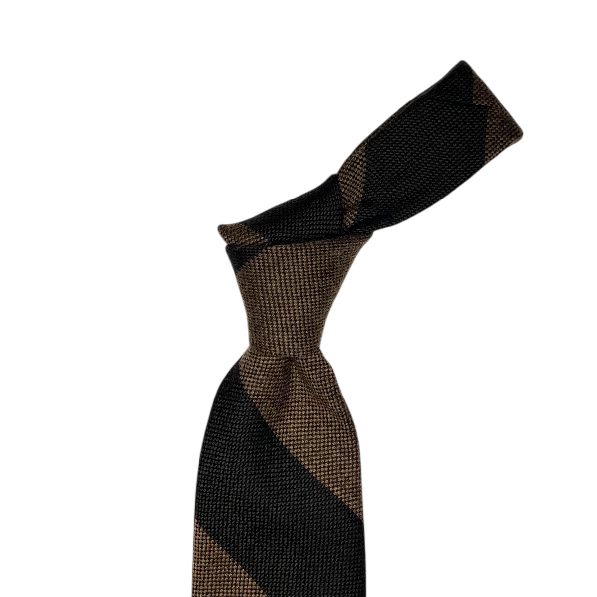 Tie - Light Brown and Chocolate Wool Flannel Block Stripe