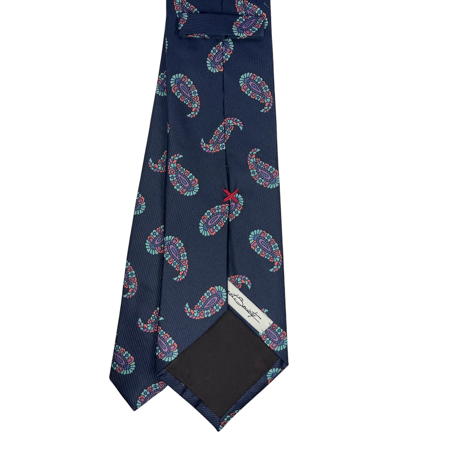 Tie - Navy Beaded Large Paisley