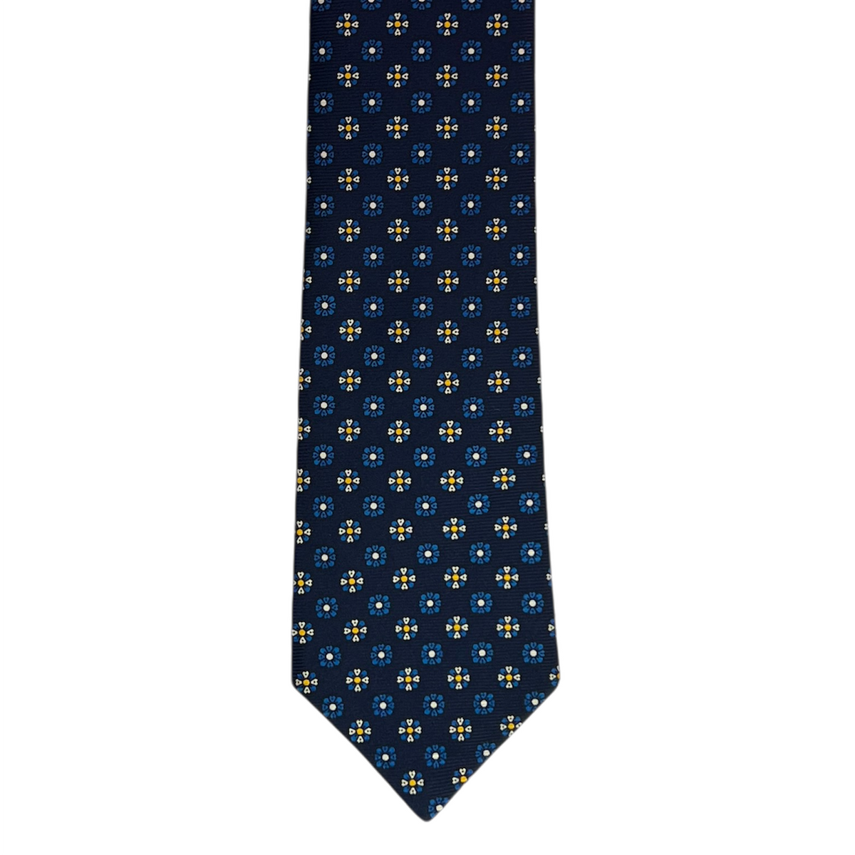 Tie - Navy Yellow and Sky Foulard