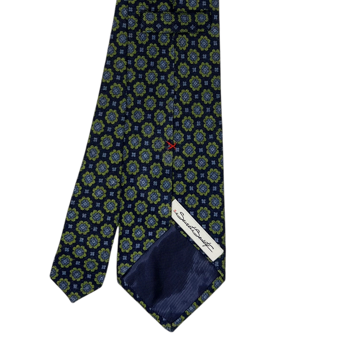 Tie - Navy, Olive and Sky Wool Flannel Foulard