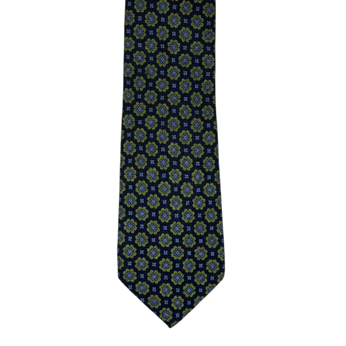Tie - Navy, Olive and Sky Wool Flannel Foulard