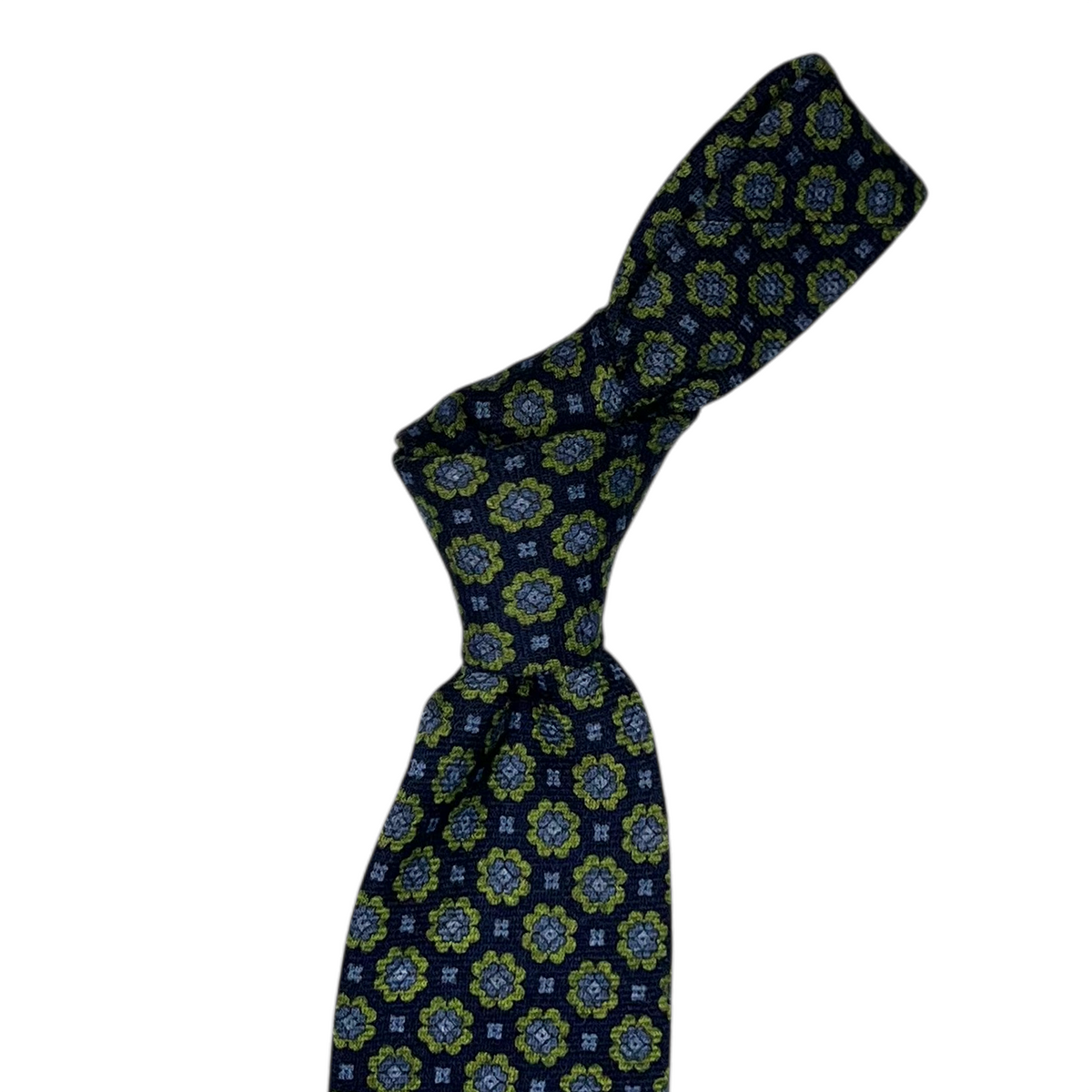 Tie - Navy, Olive and Sky Wool Flannel Foulard