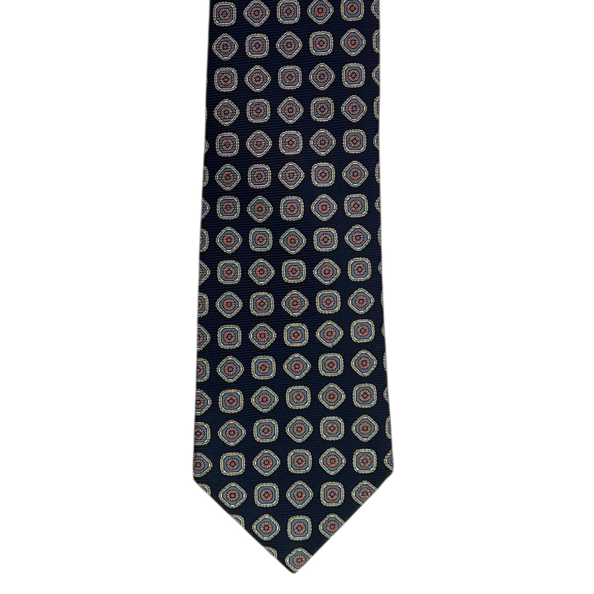 Tie - Navy w/ Teal and Pink Foulard