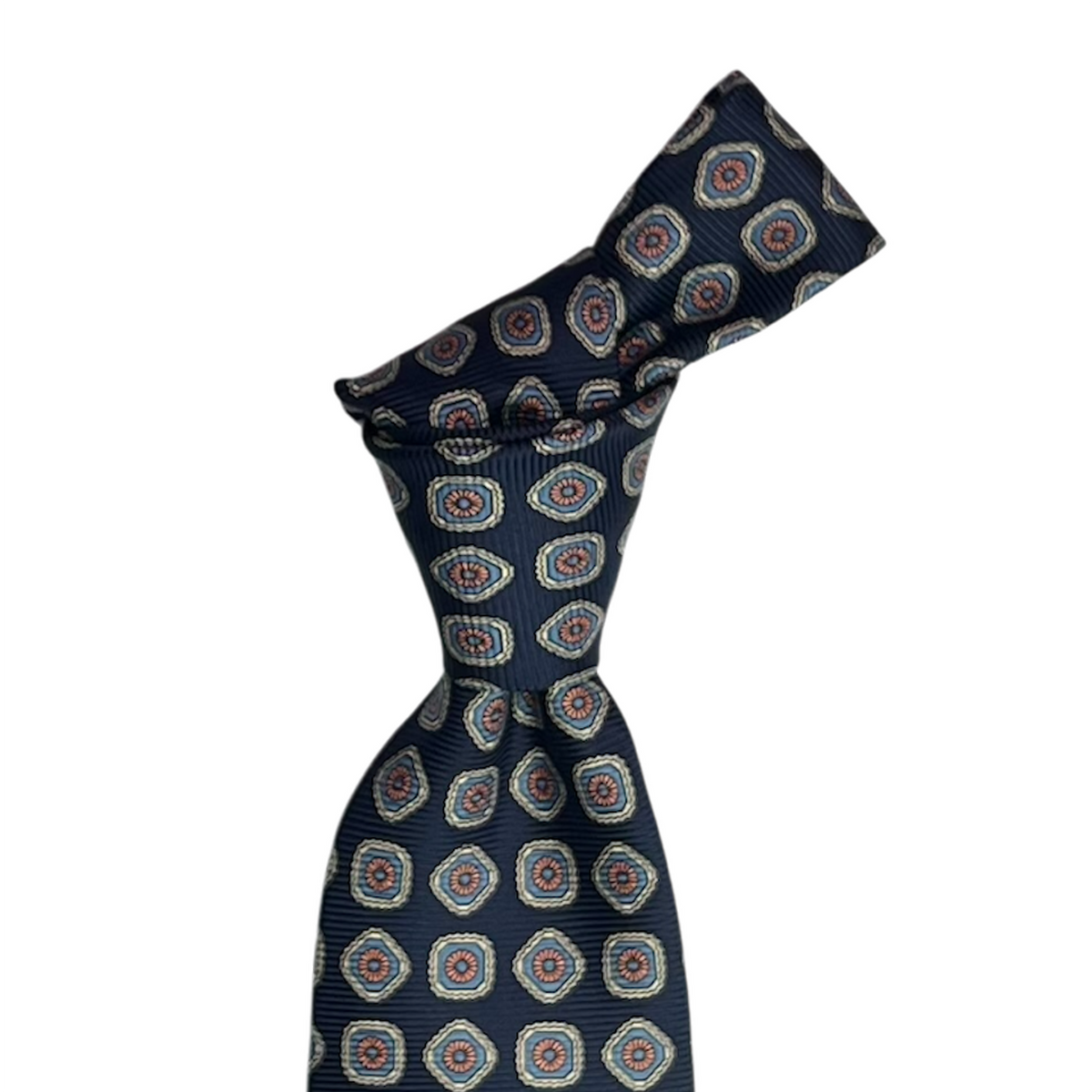 Tie - Navy w/ Teal and Pink Foulard