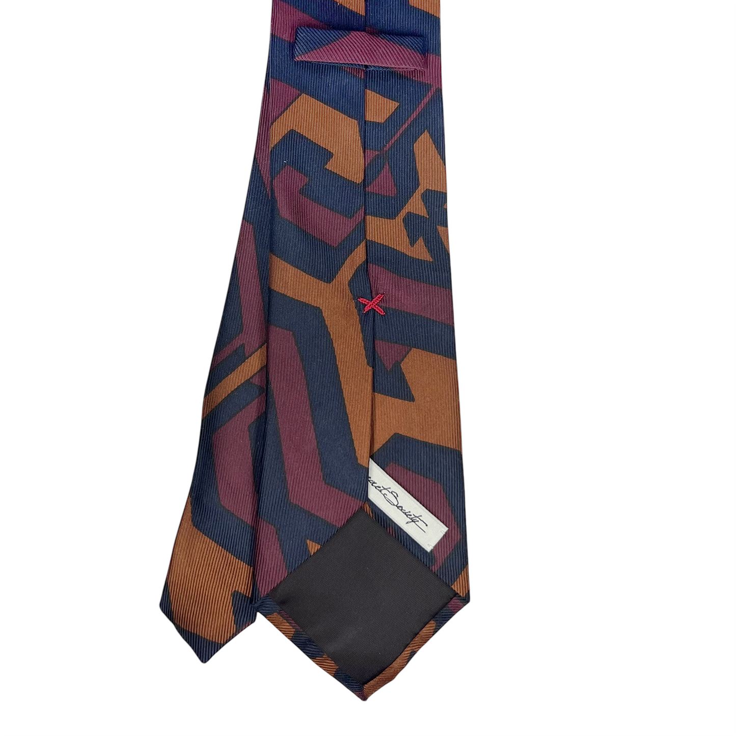 Tie - Navy, Plum and Tobacco Abstract