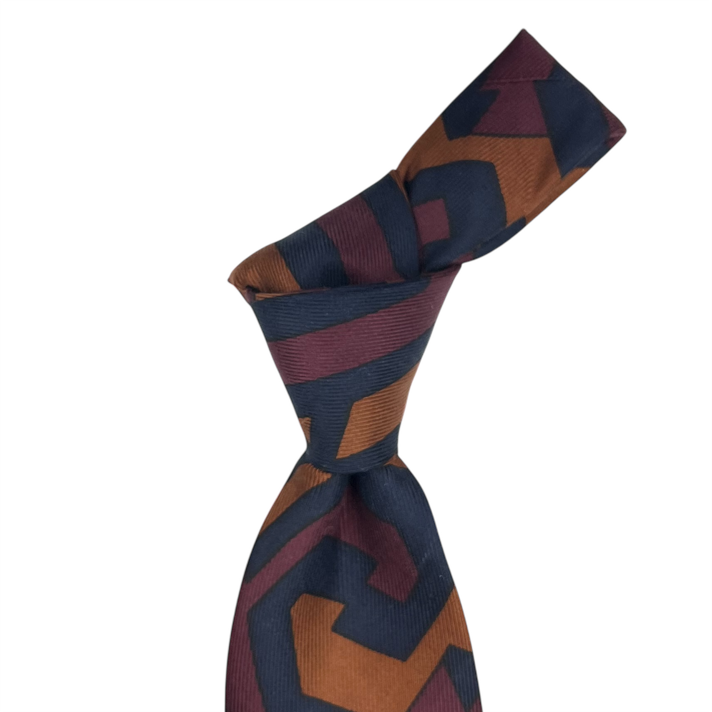 Tie - Navy, Plum and Tobacco Abstract
