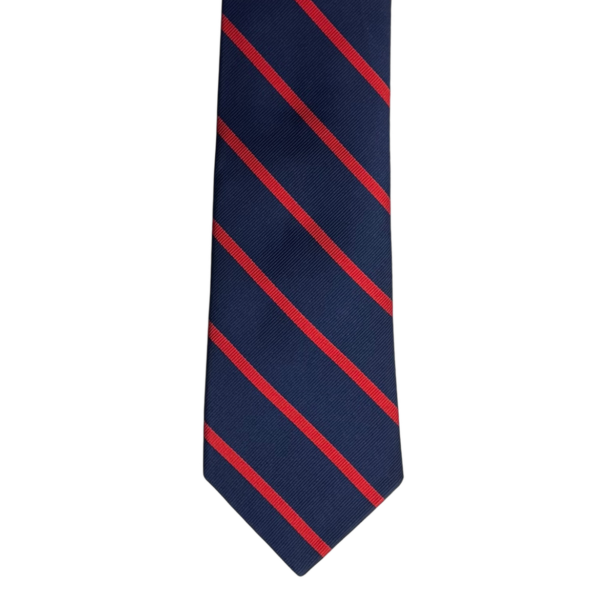 Tie - Navy w/ Red Single Stripe