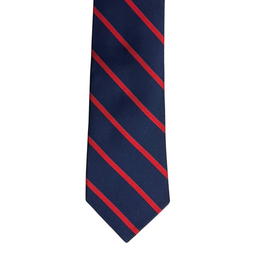 Tie - Navy w/ Red Single Stripe