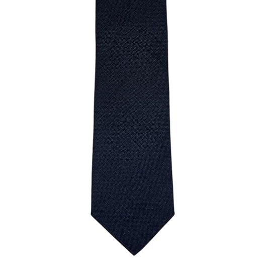 Tie - Navy w/ Dark Navy Subtle Plaid Wool