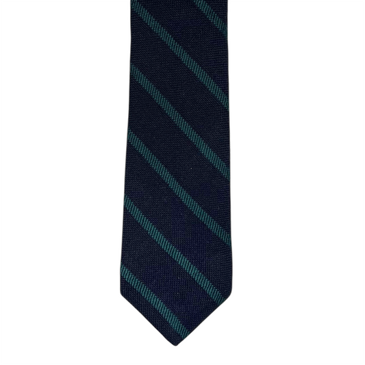 Tie - Navy and Teal Wool Flannel Stripe