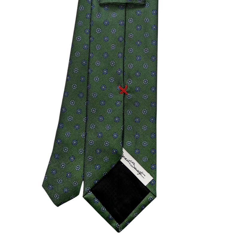 Tie - Fern Green w/ Blue Foulard