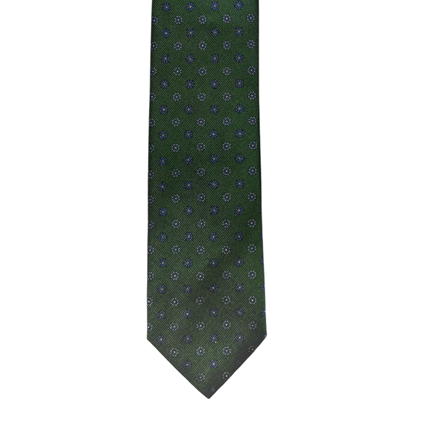 Tie - Fern Green w/ Blue Foulard