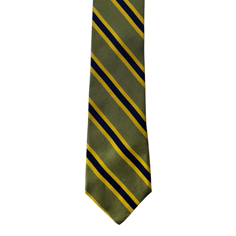 Tie -Pale Sage w/ Gold and Navy Stripe