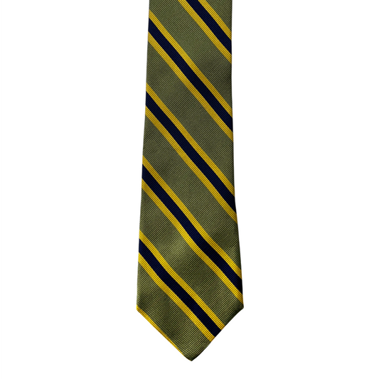 Tie -Pale Sage w/ Gold and Navy Stripe