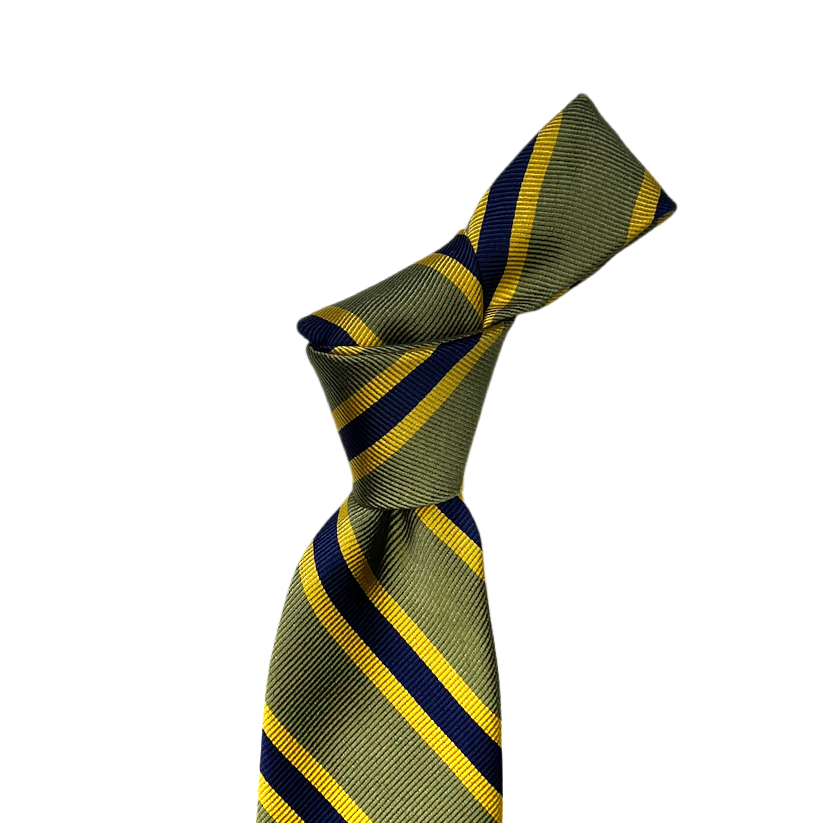 Tie -Pale Sage w/ Gold and Navy Stripe