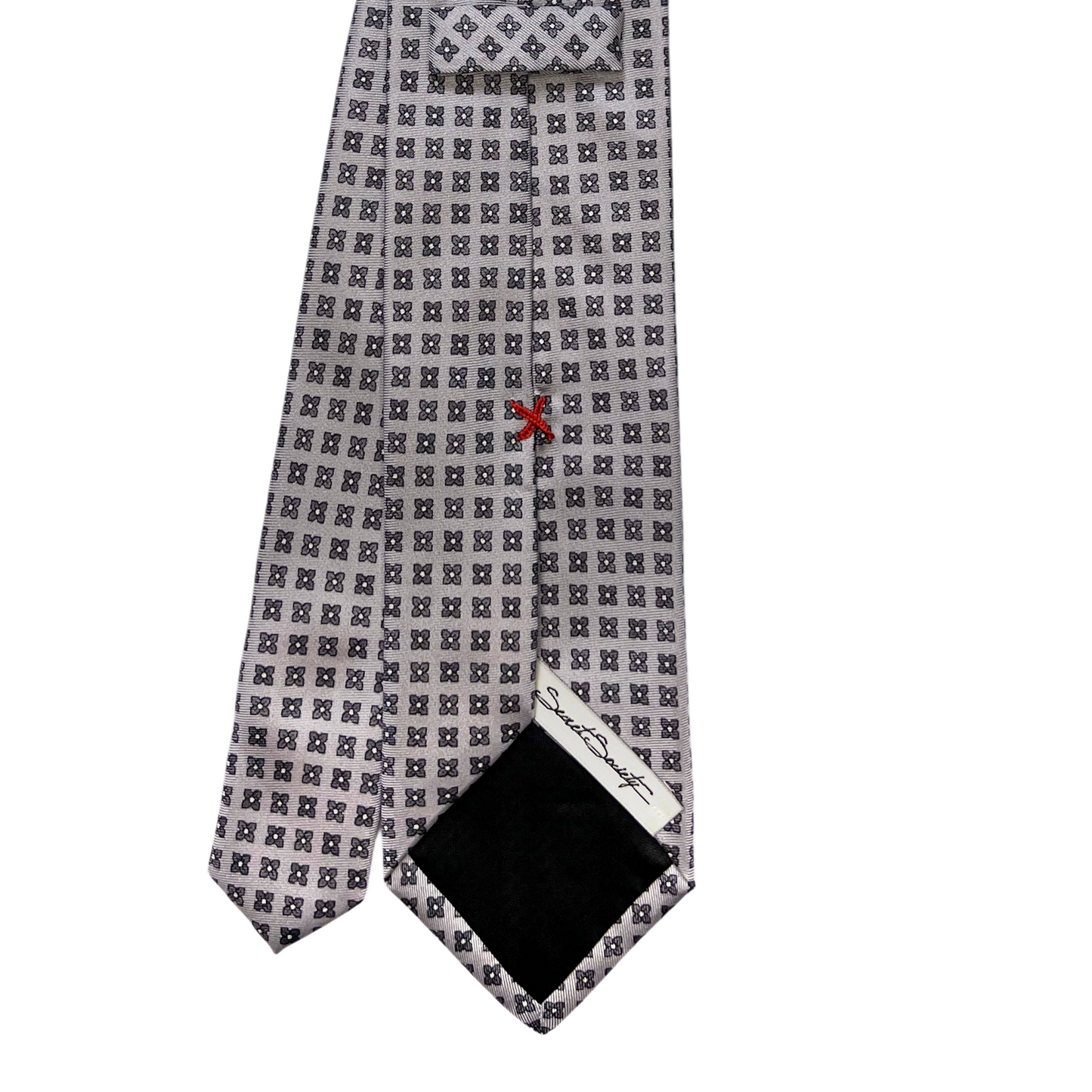 Tie - Silver and Gray Foulard