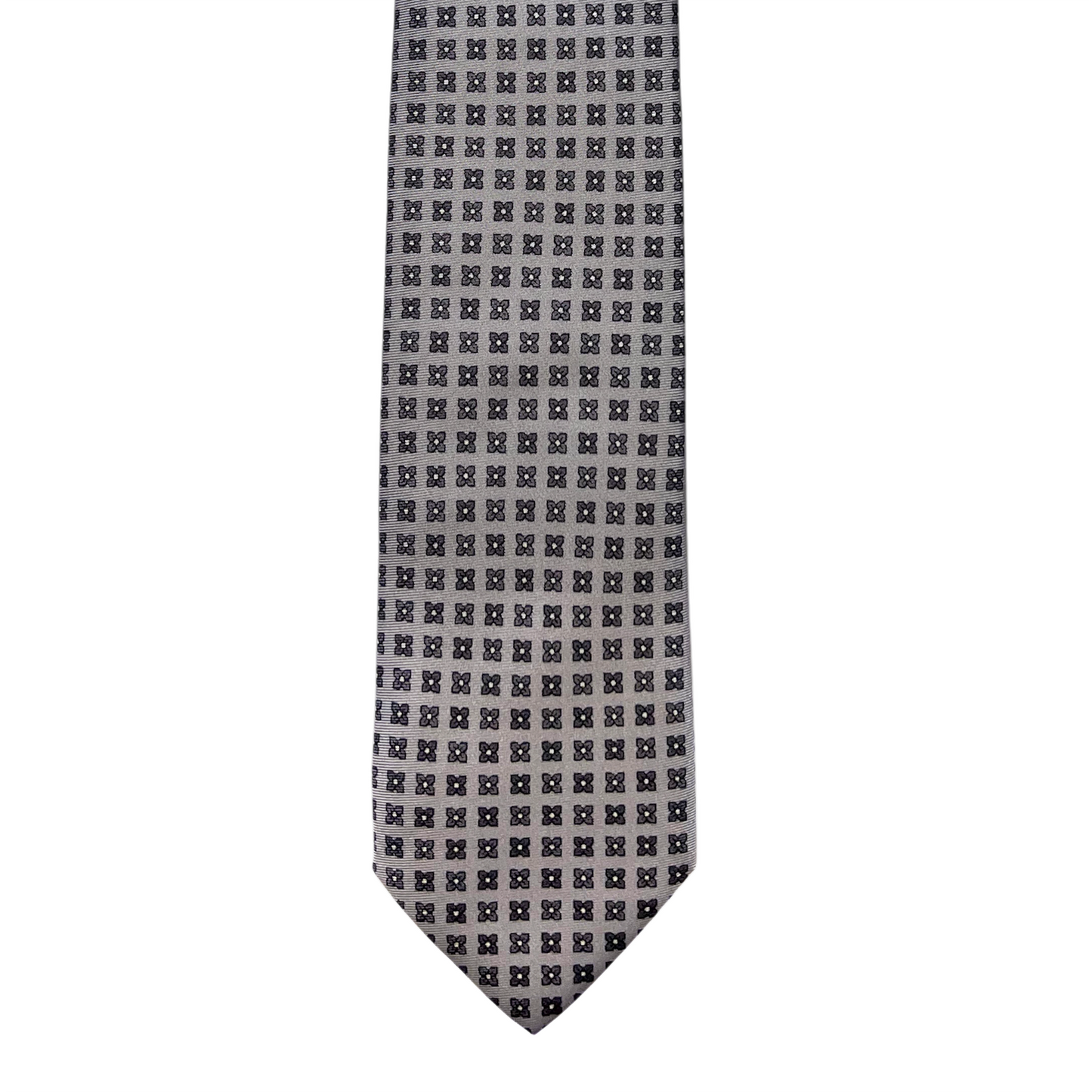 Tie - Silver and Gray Foulard