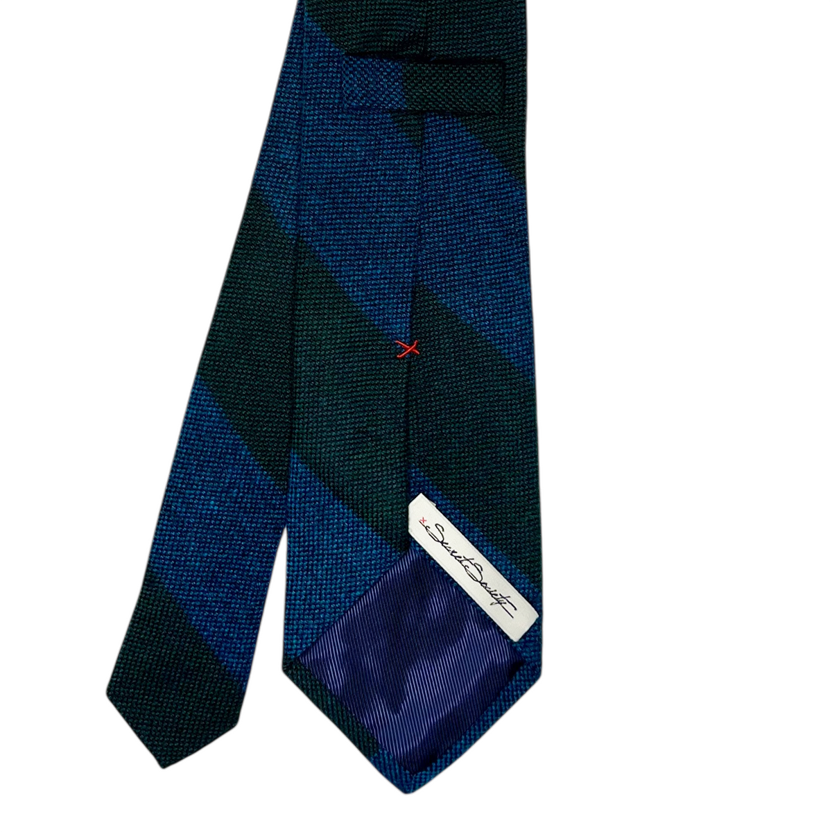 Tie - Spruce and Petrol Wool Flannel Block Stripe
