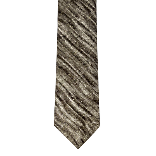 Tie - Tan Donegal Herringbone Wool Silk