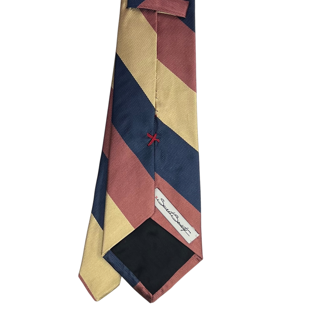 Tie - Navy Tan and Pink Block Stripe