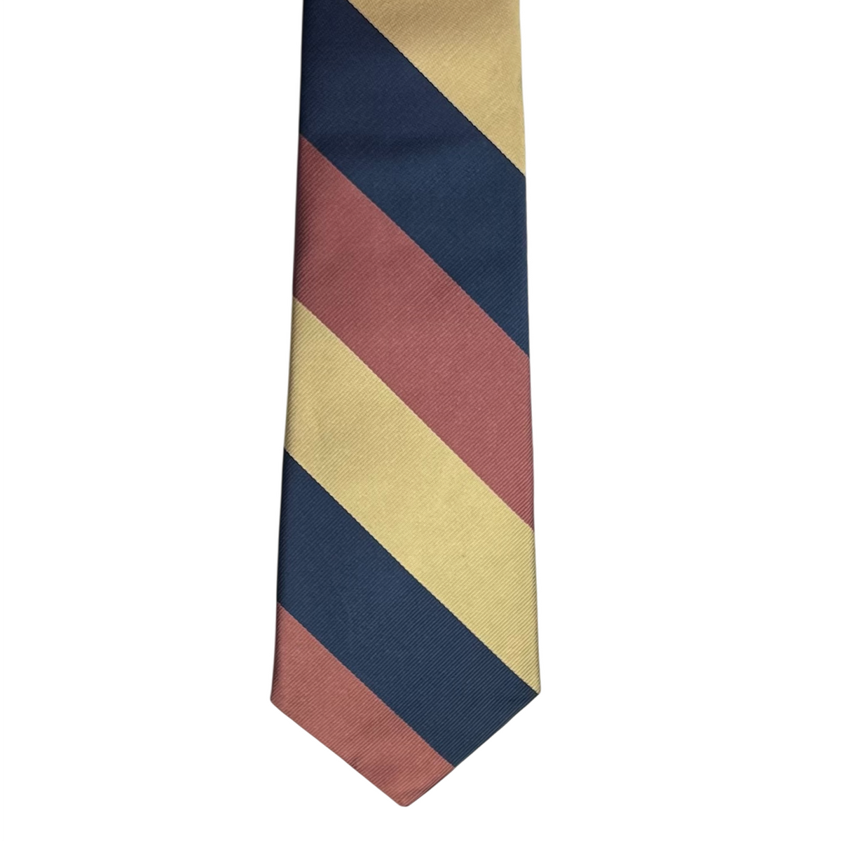 Tie - Navy Tan and Pink Block Stripe